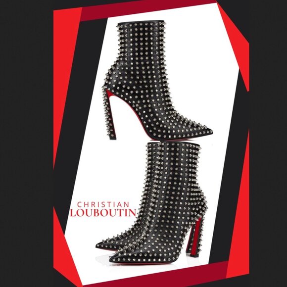 NEW 39.5 Christian Louboutin Condora Spiked Boots - Picture 1 of 13